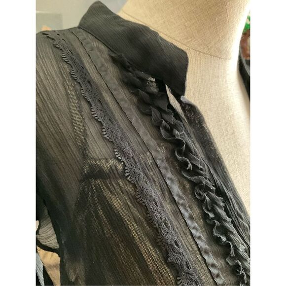 Sheer Lilly Lou button up blouse, sz - Picture 5 of 14